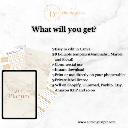 Customizable ADHD Digital Planner PLR