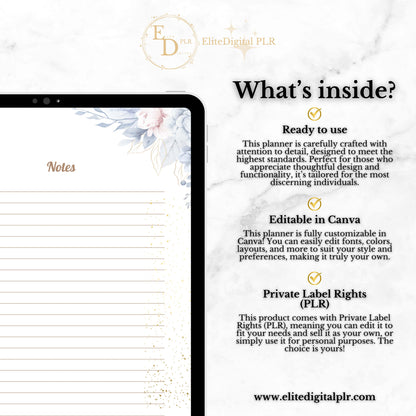 Customizable Daily Self-Care Planner PLR