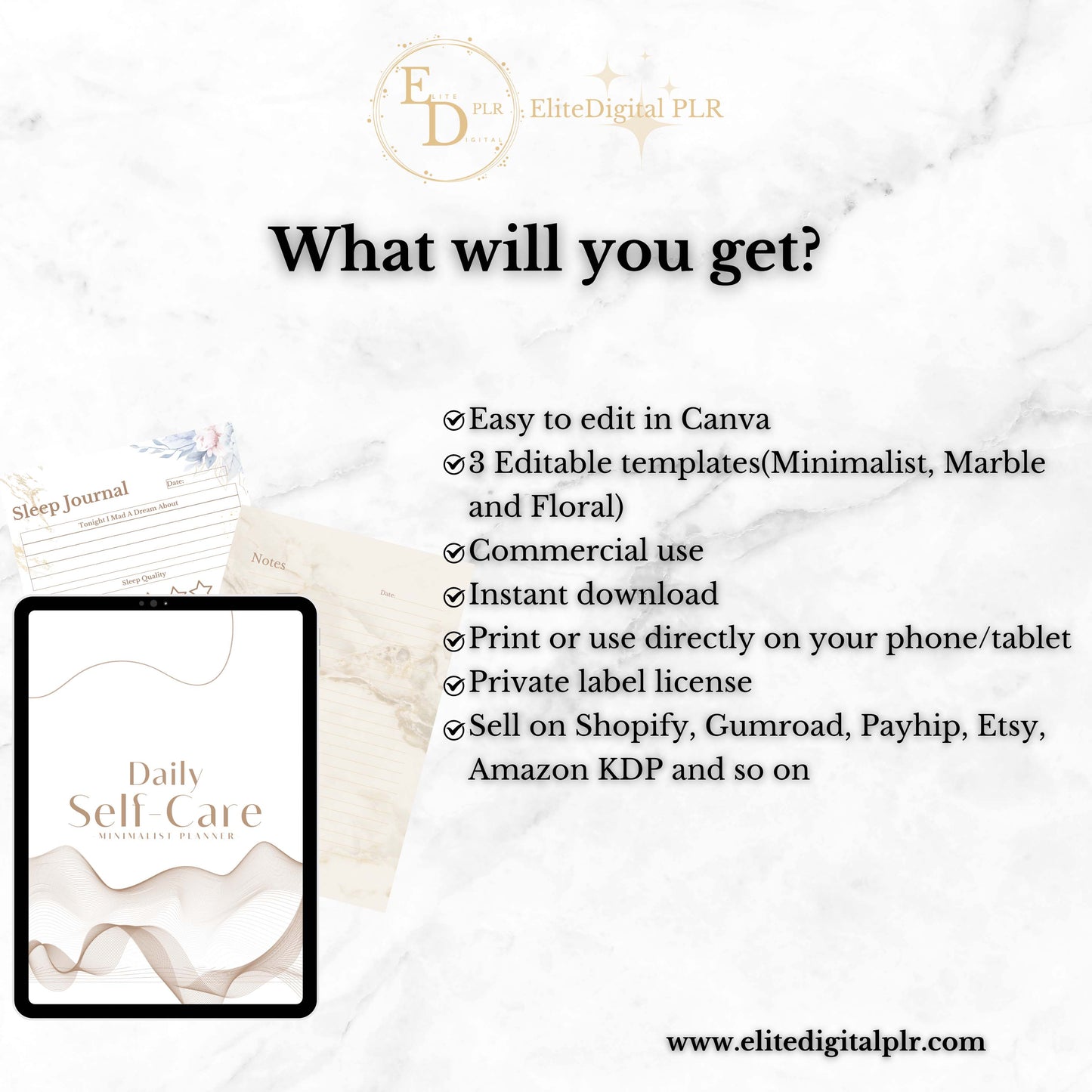 Customizable Daily Self-Care Planner PLR